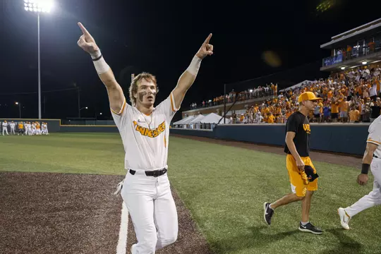 KNOXVILLE, TN - June 04, 2021 - Outfielder/Pitcher Drew Gilbert #1 of the Tennessee Volunteers after the game between the Wright State Raiders and the Tennessee Volunteers at Lindsey Nelson Stadium in Knoxville, TN. Photo By Caleb Jones/Tennessee Athletics