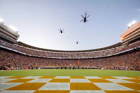KNOXVILLE, TN - September 02, 2021 - Black Hawk Helicopter Flyover during the game between the Bowling Green Falcons and the Tennessee Volunteers at Neyland Stadium in Knoxville, TN. Photo By Lucas Swinehart/Tennessee Athletics