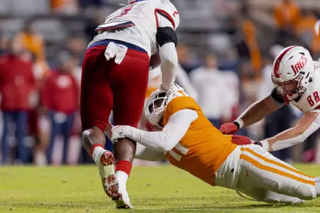 KNOXVILLE, TN - November 20, 2021 - Linebacker Aaron Willis #41 of the Tennessee Volunteers during the game between the South Alabama Jaguars and the Tennessee Volunteers at Neyland Stadium in Knoxville, TN. Photo By Andrew Ferguson/Tennessee Athletics