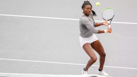 KNOXVILLE, TN - March 25, 2022 - Esther Adeshina of The Tennessee Volunteers during the game between the Texas A&M Aggies and the Tennessee Lady Volunteers at Goodfriend Tennis Center in Knoxville, TN. Photo By Emma Corona/Tennessee Athletics