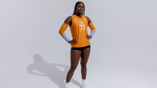 KNOXVILLE, TN - July 19, 2022 - Middle blocker Keondreya Granberry #77 of the Tennessee Lady Volunteers portrait taken during 2022 Volleyball Photo Day in Knoxville, TN. Photo By Andrew Ferguson/Tennessee Athletics