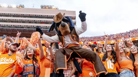 KNOXVILLE, TN - October 15, 2022 - Smokey Mascot during the game between the Alabama Crimson Tide and the Tennessee Volunteers at Neyland Stadium in Knoxville, TN. Photo By Ian Cox/Tennessee Athletics