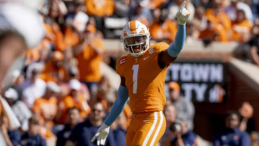 KNOXVILLE, TN - October 22, 2022 - Defensive back Trevon Flowers #1 of the Tennessee Volunteers during the game between the UT-Martin Skyhawks and the Tennessee Volunteers at Neyland Stadium in Knoxville, TN. Photo By Andrew Ferguson/Tennessee Athletics