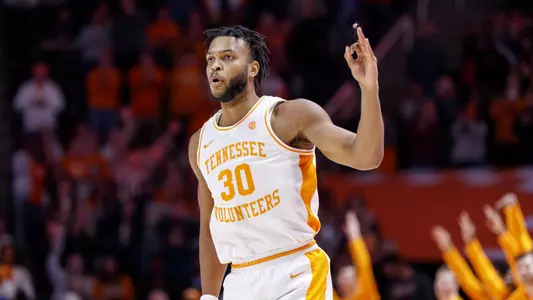 KNOXVILLE, TN - February 01, 2022 - Guard Josiah-Jordan James #30 of the Tennessee Volunteers during the game between the Texas A&M Aggies and the Tennessee Volunteers at Thompson?Boling Arena in Knoxville, TN. Photo By Ian Cox/Tennessee Athletics