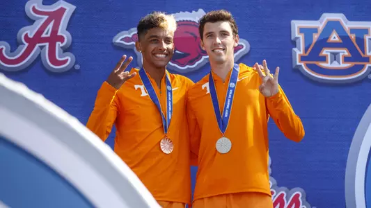 OXFORD, MS - October 28, 2022 - Yaseen Abdalla and Dylan Jacobs of the Tennessee Volunteers during the SEC Championships in Oxford, MS. Photo By Kate Luffman/Tennessee Athletics