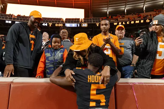 KNOXVILLE, TN - October 29, 2022 - Quarterback Hendon Hooker #5 of the Tennessee Volunteers after the game between the Kentucky Wildcats and the Tennessee Volunteers at Neyland Stadium in Knoxville, TN. Photo By Kate Luffman/Tennessee Athletics