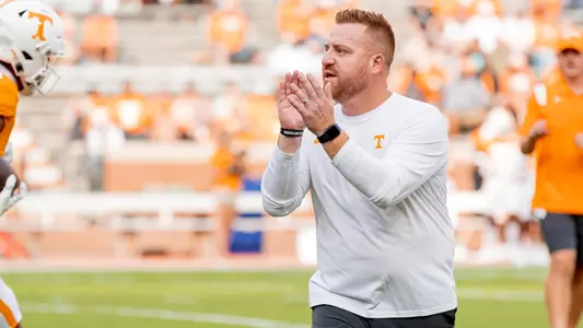 KNOXVILLE, TN - September 01, 2022 - Offensive Coordinator/Tight Ends Coach Alex Golesh of the Tennessee Volunteers before the game between the Ball State Cardinals and the Tennessee Volunteers at Neyland Stadium in Knoxville, TN. Photo By Andrew Ferguson/Tennessee Athletics