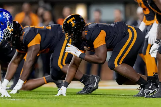 KNOXVILLE, TN - October 29, 2022 - Defensive lineman LaTrell Bumphus #11 of the Tennessee Volunteers during the game between the Kentucky Wildcats and the Tennessee Volunteers at Neyland Stadium in Knoxville, TN. Photo By Andrew Ferguson/Tennessee Athletics