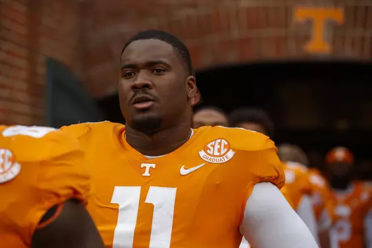 KNOXVILLE, TN - November 12, 2022 - Defensive lineman LaTrell Bumphus #11 of the Tennessee Volunteers before the game between the Missouri Tigers and the Tennessee Volunteers at Neyland Stadium in Knoxville, TN. Photo By Emma Ramsey/Tennessee Athletics