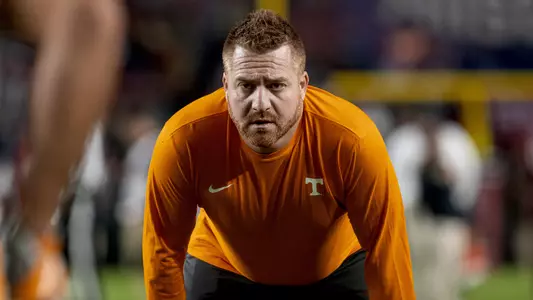 COLUMBIA, SC - November 19, 2022 - Offensive Coordinator/Tight Ends Coach Alex Golesh of the Tennessee Volunteers before the game between the South Carolina Gamecocks and the Tennessee Volunteers at Williams-Brice Stadium in Columbia, SC. Photo By Andrew Ferguson/Tennessee Athletics