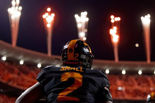KNOXVILLE, TN - October 29, 2022 - Running back Jabari Small #2 of the Tennessee Volunteers during the game between the Kentucky Wildcats and the Tennessee Volunteers at Neyland Stadium in Knoxville, TN. Photo By Andrew Ferguson/Tennessee Athletics