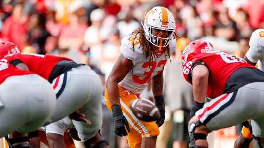 ATHENS, GA - November 05, 2022 - Linebacker Jeremy Banks #33 of the Tennessee Volunteers during the game between the Georgia Bulldogs and the Tennessee Volunteers at Sanford Stadium in Athens, GA. Photo By Kate Luffman/Tennessee Athletics