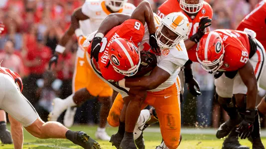 ATHENS, GA - November 05, 2022 - Defensive lineman LaTrell Bumphus #11 of the Tennessee Volunteers during the game between the Georgia Bulldogs and the Tennessee Volunteers at Sanford Stadium in Athens, GA. Photo By Andrew Ferguson/Tennessee Athletics