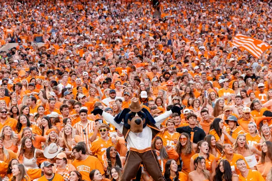 KNOXVILLE, TN - October 15, 2022 - Smokey Mascot during the game between the Alabama Crimson Tide and the Tennessee Volunteers at Neyland Stadium in Knoxville, TN. Photo By Ian Cox/Tennessee Athletics