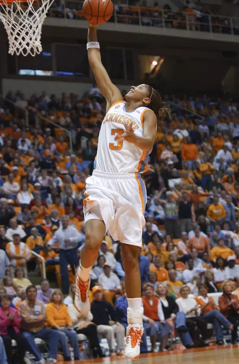 KNOXVILLE,TN - November 24, 2006 - Forward Candace Parker #3 of the Tennessee Lady Volunteers during the game between the Stanford Cardinals and the Tennessee Lady Volunteers at Thompson-Boling Arena in Knoxville, TN. Photo By Tennessee Athletics