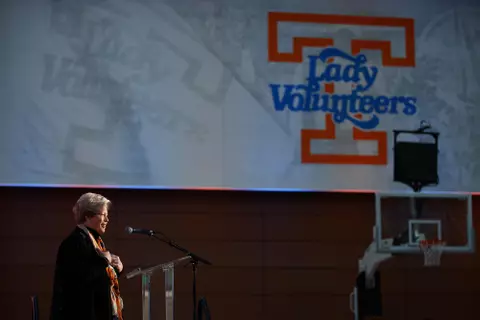 KNOXVILLE, TN - November 21, 2021 - Joan Cronan during the celebration brunch at Pratt Pavilion in Knoxville, TN. Photo By Caleb Jones/Tennessee Athletics