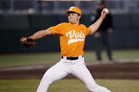 KNOXVILLE, TN - February 23, 2022 - Pitcher Gavin Brasosky #20 of the Tennessee Volunteers during the game between the UNC Asheville Bulldogs and the Tennessee Volunteers at Lindsey Nelson Stadium in Knoxville, TN. Photo By Emma Corona/Tennessee Athletics