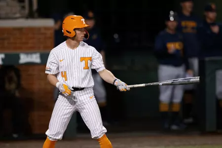 KNOXVILLE, TN - March 01, 2022 - Infielder/Outfielder Seth Stephenson #4 of the Tennessee Volunteers during the game between the ETSU Buccaneers and the Tennessee Volunteers at Lindsey Nelson Stadium in Knoxville, TN. Photo By Emma Corona/Tennessee Athletics