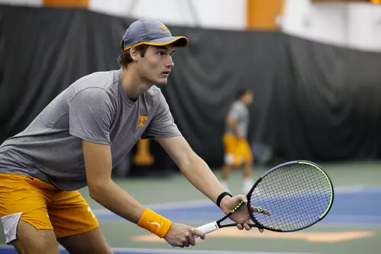 KNOXVILLE, TN - NOVEMBER 06, 2020 - Mark Wallner of the Tennessee Volunteers during the game between the Mississippi St. Bulldogs and the Tennessee Volunteers at Goodfriend Tennis Center in Knoxville, TN. Photo By Caleb Jones/Tennessee Athletics