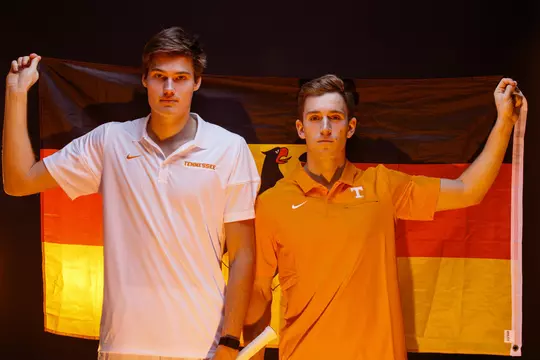 KNOXVILLE, TN - JANUARY 05, 2021 - Mark Wallner and Luca Wiedenmann of the Tennessee Volunteers at the men?s tennis photo day in Knoxville, TN. Photo By Caleb Jones/Tennessee Athletics