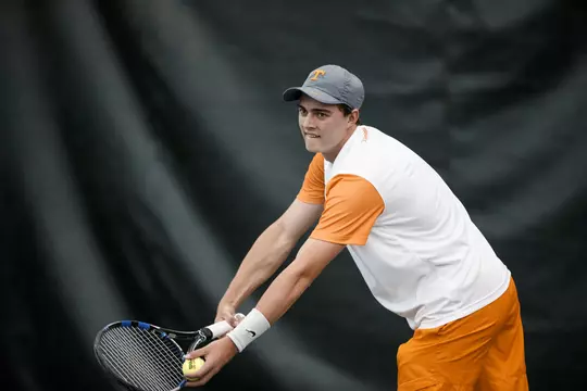 KNOXVILLE, TN - MARCH 11, 2018 - Adam Walton of the Tennessee Volunteers during the match between the LSU Tigers and the Tennessee Volunteers at Goodfriend Tennis Center in Knoxville, TN. Photo By Austin Perryman/Tennessee Athletics
