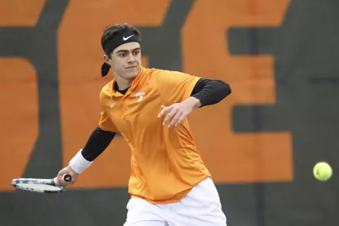KNOXVILLE, TN - MARCH 23, 2018 - Adam Walton of the Tennessee Volunteers during the match between the Texas A&M Aggies and the Tennessee Volunteers at Barksdale Stadium in Knoxville, TN. Photo By Jake Bradshaw/Tennessee Athletics