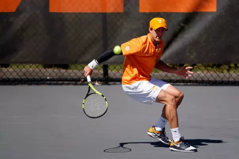 KNOXVILLE, TN - MARCH 17, 2019 - Adam Walton of the Tennessee Volunteers during the match between the Florida Gators and the Tennessee Volunteers at Barksdale Stadium in Knoxville, TN. Photo By Alison P. McNabb\Tennessee Athletics
