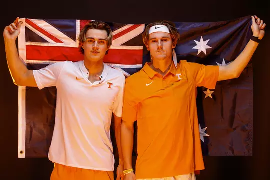 KNOXVILLE, TN - JANUARY 05, 2021 - Adam Walton and Pat Harper of the Tennessee Volunteers at the men?s tennis photo day in Knoxville, TN. Photo By Caleb Jones/Tennessee Athletics