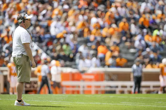 KNOXVILLE, TN - APRIL 21, 2018 - Assistant Equipment Manager Allen "Hawk" Sitzler during the 2018 DISH Orange and White Game at Neyland Stadium in Knoxville, TN. Photo By Austin Perryman/Tennessee Athletics