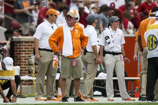 KNOXVILLE,TN - OCTOBER 24, 2015 -  Tennessee Volunteers Assistant Equipment Manager Max Parrott during the game between the Alabama Crimson Tide and the Tennessee Volunteers at Bryant-Denny Stadium in Tuscaloosa, AL. Photo By Donald Page/Tennessee Athletics