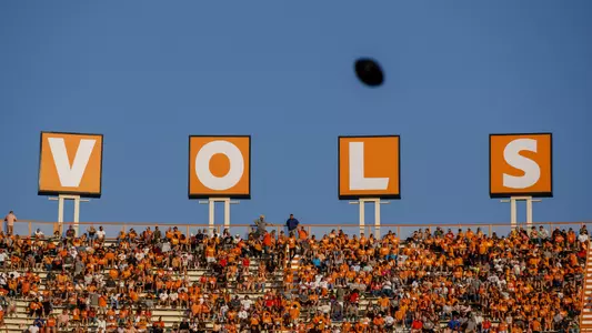 KNOXVILLE, TN - September 17, 2022 - VOLS letters during the game between the Akron Zips and the Tennessee Volunteers at Neyland Stadium in Knoxville, TN. Photo By Kate Luffman/Tennessee Athletics