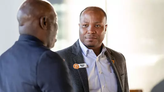 KNOXVILLE, TN - October 08, 2021 - Associate AD/Chief of Staff Marcus Hilliard during the Al Wilson College Football Hall of Fame induction reception at the Press Room in Knoxville, TN. Photo By Andrew Ferguson/Tennessee Athletics