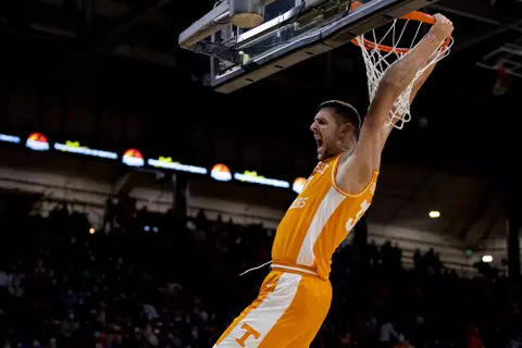 BOULDER, CO - December 04, 2021 - Forward Uros Plavsic #33 of the Tennessee Volunteers during the game between the Colorado Buffaloes and the Tennessee Volunteers at CU Events Center in Boulder, CO. Photo By Andrew Ferguson/Tennessee Athletics