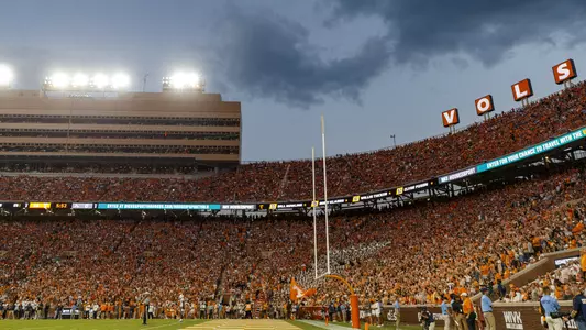 KNOXVILLE, TN - September 17, 2022 - VOLS letters during the game between the Akron Zips and the Tennessee Volunteers at Neyland Stadium in Knoxville, TN. Photo By Kate Luffman/Tennessee Athletics