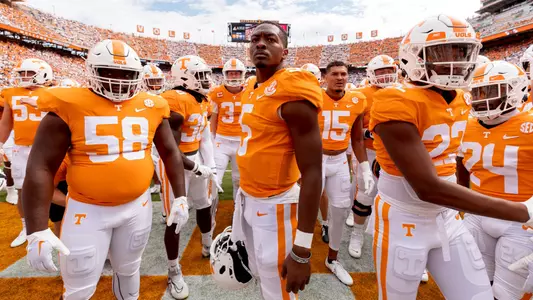 KNOXVILLE, TN - September 24, 2022 - Quarterback Hendon Hooker #5 of the Tennessee Volunteers before the game between the Florida Gators and the Tennessee Volunteers at Neyland Stadium in Knoxville, TN. Photo By Andrew Ferguson/Tennessee Athletics