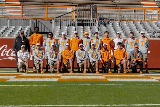 KNOXVILLE, TN - November 27, 2021 - Football managers group photo during the game between the Vanderbilt Commodores and the Tennessee Volunteers at Neyland Stadium in Knoxville, TN. Photo By Andrew Ferguson/Tennessee Athletics