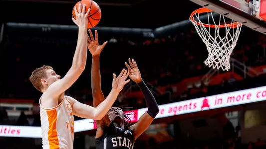 January 03, 2023 - Forward Colin Coyne #35 of the Tennessee Volunteers during the game between the Mississippi State Bulldogs and the Tennessee Volunteers at Thompson–Boling Arena in Knoxville, TN. Photo By Ian Cox/Tennessee Athletics