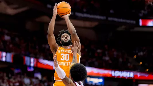 MADISON, WI - November 10, 2023 - Guard Josiah-Jordan James #30 of the Tennessee Volunteers during shoot around before the game between the Wisconsin Badgers and the Tennessee Volunteers at Kohl Center in Madison, WI. Photo By Andrew Ferguson/Tennessee Athletics