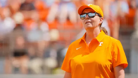 KNOXVILLE, TN - May 22, 2022 - Head Coach Karen Weekly of the Tennessee Lady Volunteers during the 2022 NCAA Softball tournament regional game between the Oregon State Beavers and the Tennessee Lady Volunteers at Sherri Parker Lee Stadium in Knoxville, TN. Photo By Emma Corona/Tennessee Athletics