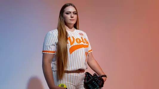 KNOXVILLE, TN - January 19, 2023 - Pitcher Ashley Rogers #14 of the Tennessee Lady Volunteers portrait taken during 2023 softball Photo Day in Knoxville, TN. Photo By Andrew Ferguson/Tennessee Athletics