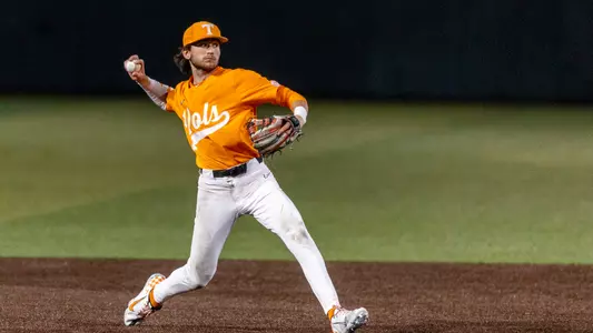 KNOXVILLE, TN - February 25, 2023 - Infielder Austen Jaslove #5 of the Tennessee Volunteers during the game between the Dayton Flyers and the Tennessee Volunteers at Lindsey Nelson Stadium in Knoxville, TN. Photo By Ian Cox/Tennessee Athletics