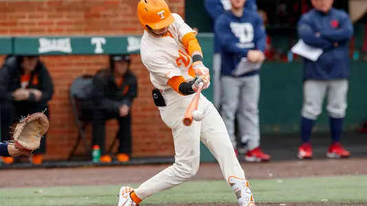 KNOXVILLE, TN - February 26, 2023 - Infielder Austen Jaslove #5 of the Tennessee Volunteers during the game between the Dayton Flyers and the Tennessee Volunteers at Lindsey Nelson Stadium in Knoxville, TN. Photo By Ian Cox/Tennessee Athletics