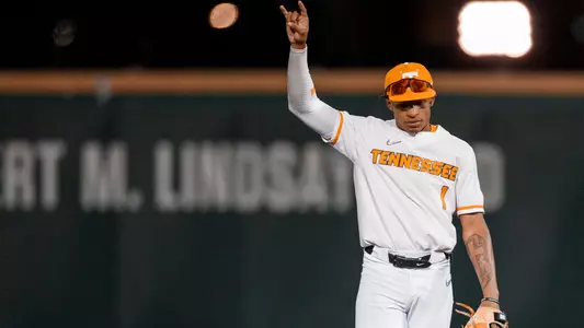 KNOXVILLE, TN - MARCH 03, 2023 - Infielder Christian Moore #1 of the Tennessee Volunteers during the game between the Gonzaga Bulldogs and the Tennessee Volunteers at Lindsey Nelson Stadium in Knoxville, TN. Photo By Cayce Smith/Tennessee Athletics