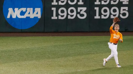 KNOXVILLE, TN - February 25, 2023 - Outfielder Dylan Dreiling #46 of the Tennessee Volunteers during the game between the Dayton Flyers and the Tennessee Volunteers at Lindsey Nelson Stadium in Knoxville, TN. Photo By Ian Cox/Tennessee Athletics