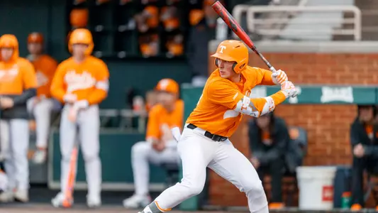 KNOXVILLE, TN - February 25, 2023 - Outfielder Dylan Dreiling #46 of the Tennessee Volunteers during the game between the Dayton Flyers and the Tennessee Volunteers at Lindsey Nelson Stadium in Knoxville, TN. Photo By Ian Cox/Tennessee Athletics