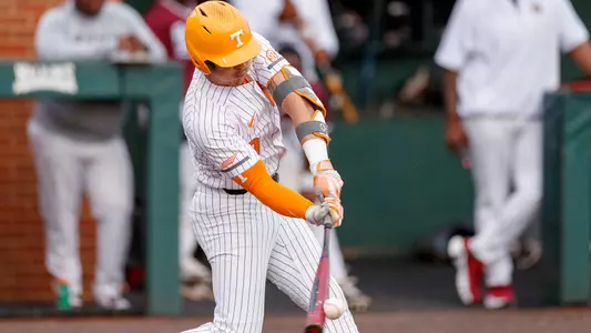 KNOXVILLE, TN - February 22, 2023 - Outfielder Hunter Ensley #9 of the Tennessee Volunteers during the game between the Alabama A&M Bulldogs and the Tennessee Volunteers at Lindsey Nelson Stadium in Knoxville, TN. Photo By Ian Cox/Tennessee Athletics