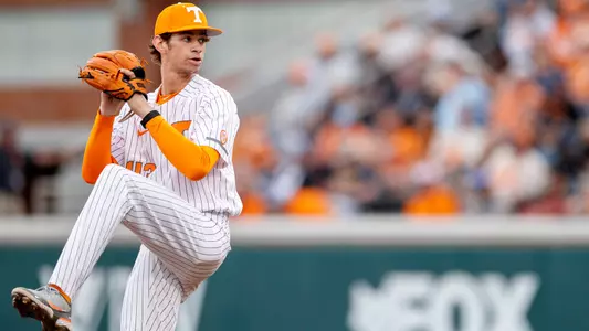 KNOXVILLE, TN - February 22, 2023 - Pitcher JJ Garcia #43 of the Tennessee Volunteers during the game between the Alabama A&M Bulldogs and the Tennessee Volunteers at Lindsey Nelson Stadium in Knoxville, TN. Photo By Ian Cox/Tennessee Athletics