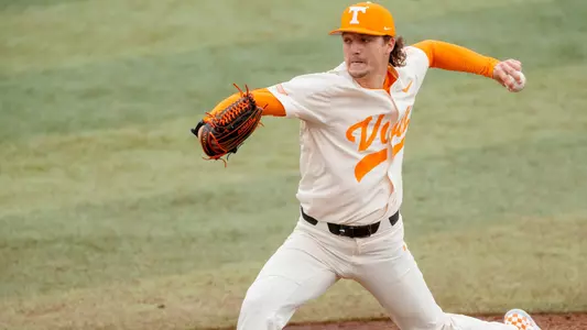 KNOXVILLE, TN - February 26, 2023 - Pitcher Jacob Bimbi #27 of the Tennessee Volunteers during the game between the Dayton Flyers and the Tennessee Volunteers at Lindsey Nelson Stadium in Knoxville, TN. Photo By Ian Cox/Tennessee Athletics
