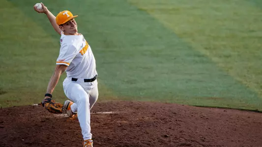 KNOXVILLE, TN - February 21, 2023 - Pitcher Jake Fitzgibbons #42 of the Tennessee Volunteers during the game between the Alabama A&M Bulldogs and the Tennessee Volunteers at Lindsey Nelson Stadium in Knoxville, TN. Photo By Emma Ramsey/Tennessee Athletics