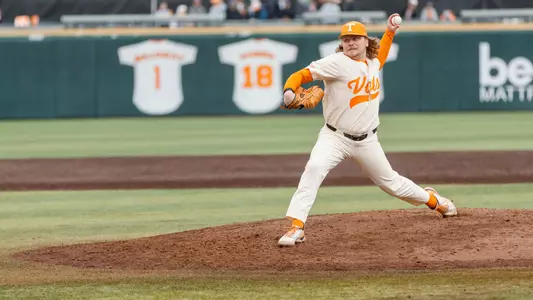 KNOXVILLE, TN - February 26, 2023 - Pitcher Kirby Connell #35 of the Tennessee Volunteers during the game between the Dayton Flyers and the Tennessee Volunteers at Lindsey Nelson Stadium in Knoxville, TN. Photo By Ian Cox/Tennessee Athletics